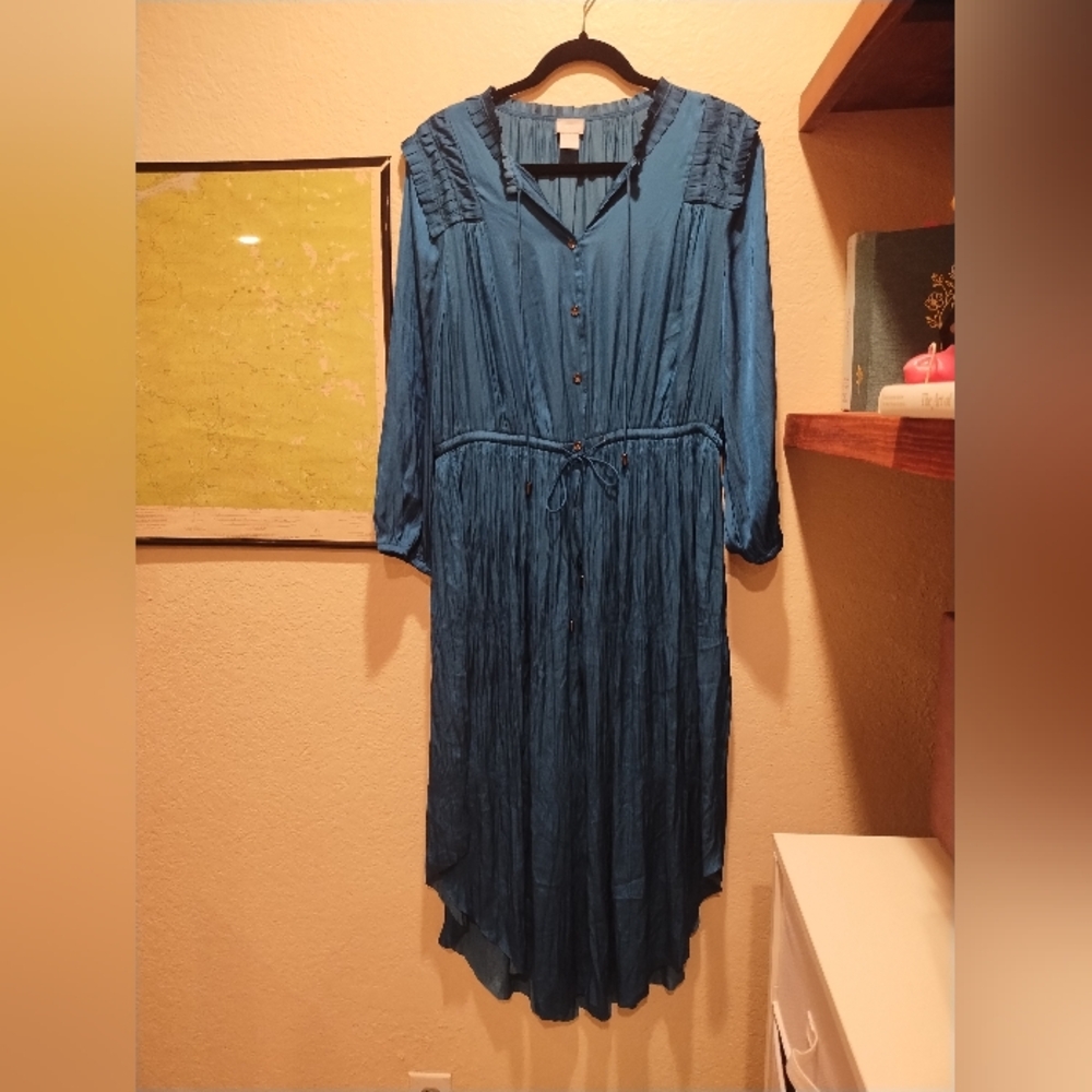 Chico's Turquoise Button Down Dress - Women's Size Large